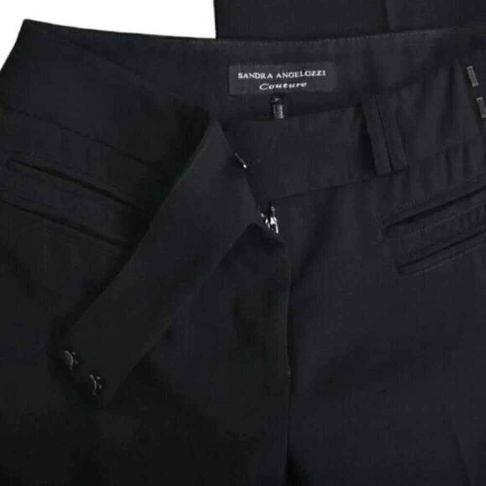 Sandra Angelozzi  Couture Wide Leg Black Pants Lined Size 6 - Picture 6 of 10